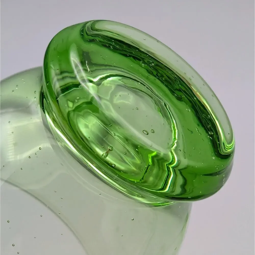 Set of 4 Vintage Green Glass Footed Shot Glasses / Cordials